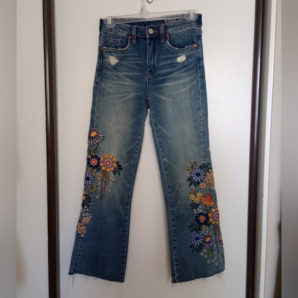Blank NYC Floral Embroidered Blue Jeans